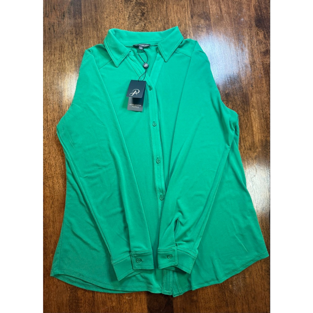 Women's Adrianna Papell Green Button-Down Top Size L